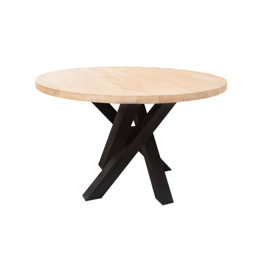 Ronde Eettafel Floyd | Ronde Eiken Blad | Stalen Zwart Gepoedercoate Twist Poot 2