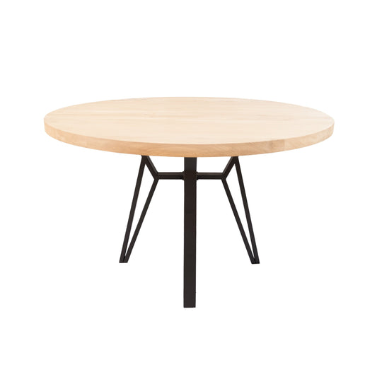 Ronde Eettafel Pierce | Ronde Eiken Blad | Stalen Zwart Gepoedercoate Vlinder poot 1