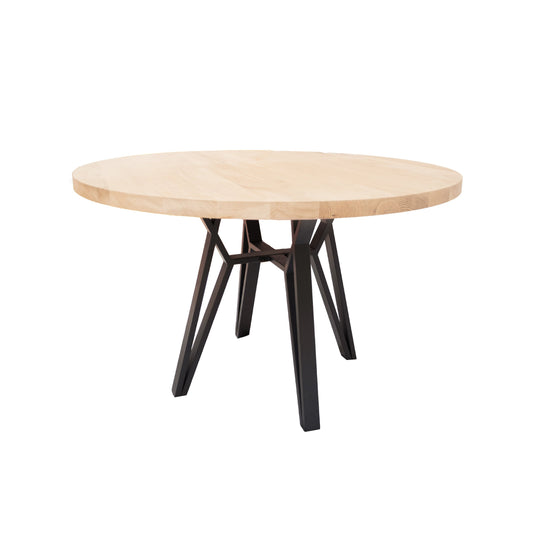 Ronde Eettafel Pierce | Ronde Eiken Blad | Stalen Zwart Gepoedercoate Vlinder poot 2