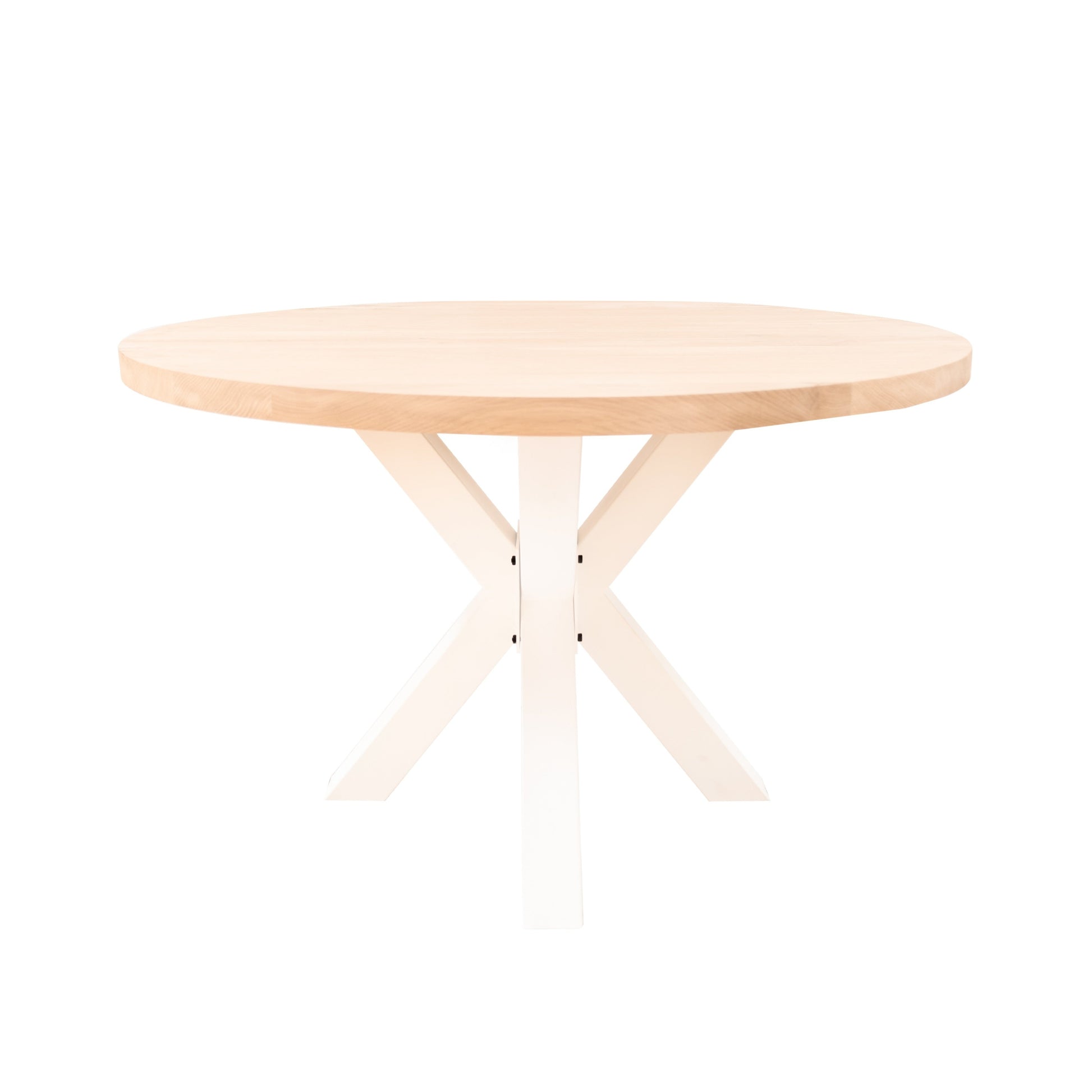 Ronde Eettafel Soho | Ronde Eiken Blad | Stalen Wit Gepoedercoate Matrix Poot 3