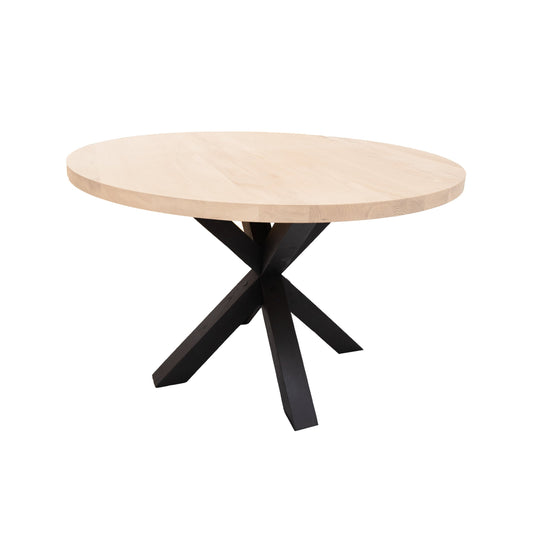 Ronde Eettafel Stark | Ronde Eiken Blad | Handgemaakte Eiken Matrix Poot 2