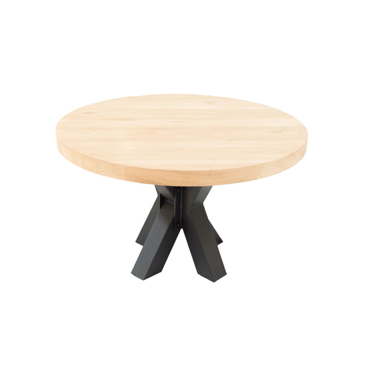 Ronde Salontafel Fisher | Ronde Eiken Blad | Stalen Zwart Gepoedercoate Matrix Poot 1