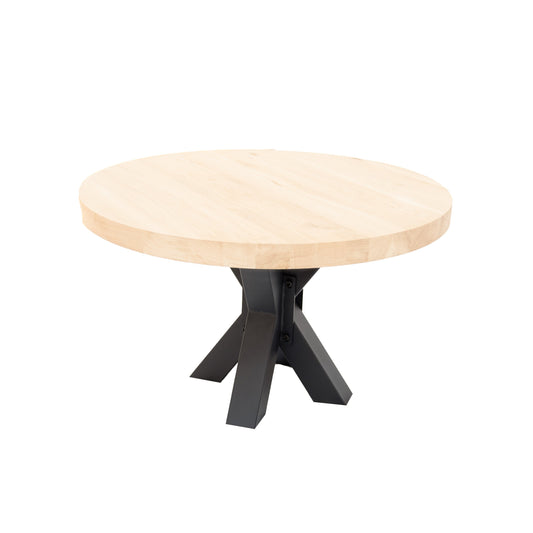 Ronde Salontafel Fisher | Ronde Eiken Blad | Stalen Zwart Gepoedercoate Matrix Poot 2
